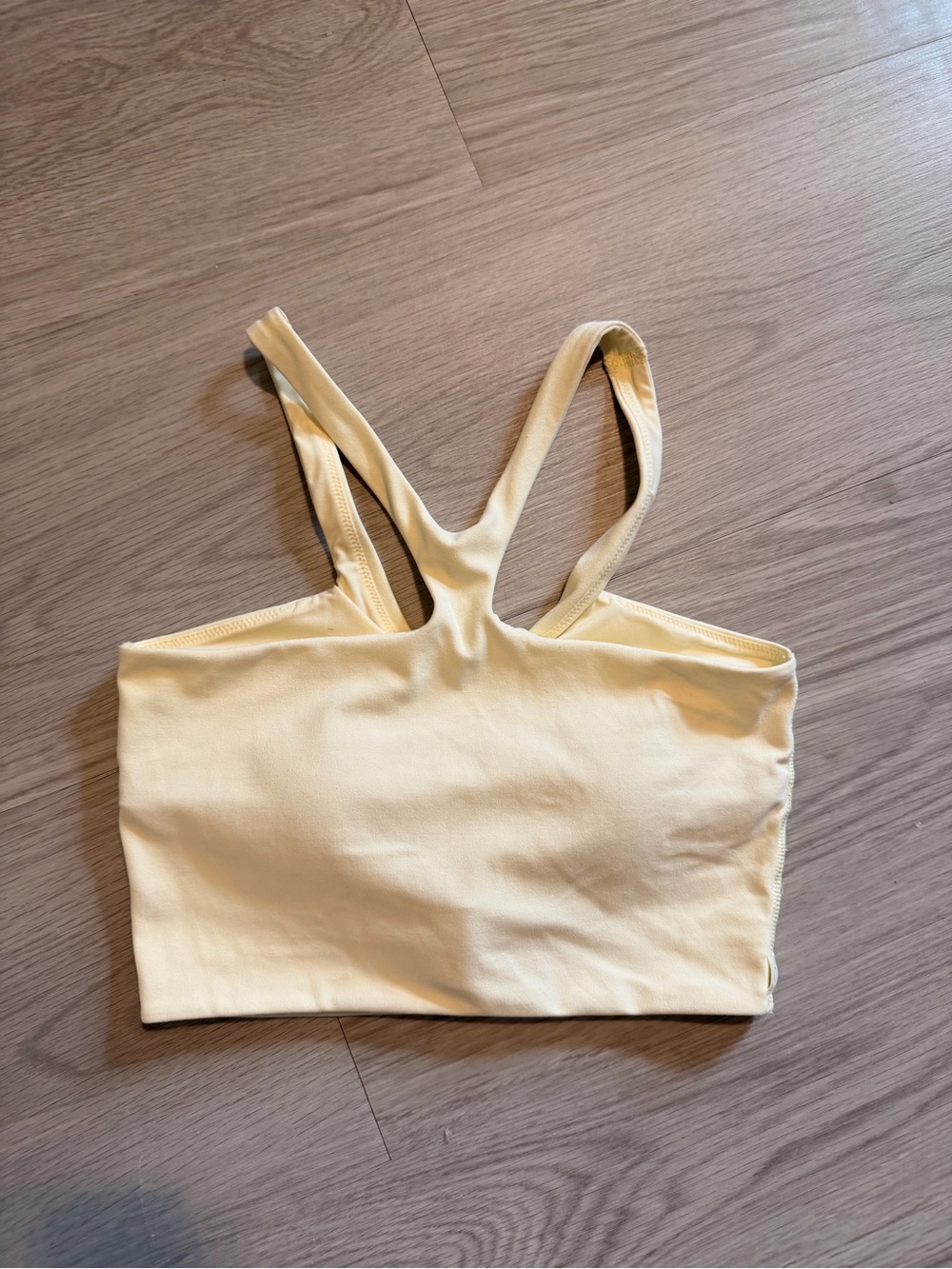 lululemon athletica pale yellow high neck racerback tank top